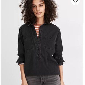 New With Tags Madewell Denim Popover Top in Black Wash